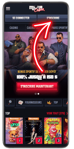 mobile avec le bouton « S'inscrire »