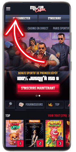 casino sur mobile affichant