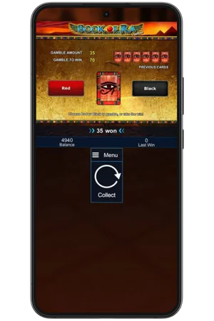 Book of Ra gamble feature with red and black card choice