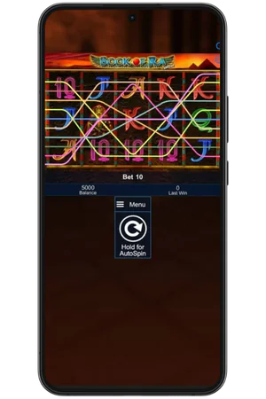 Book of Ra slot main gameplay screen with reels and symbols
